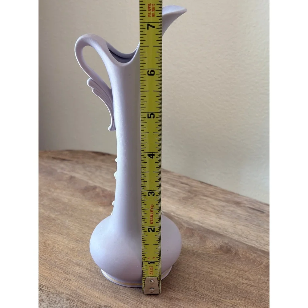 Lefton Lavender Porcelain Bud Vase 3D Floral Lily of the Valley 2942 Japan AS IS